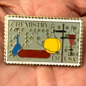Pin Chemistry 13 cent stamp pin enamel postage brooch